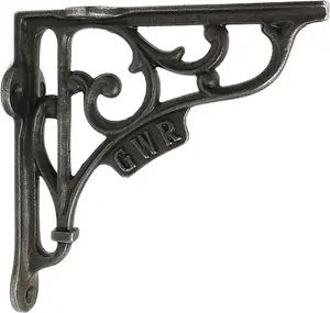 B&M - Pair Of Shelf Brackets GWR Antique Cast Iron 125MM X 125MM / 5'' X 5''