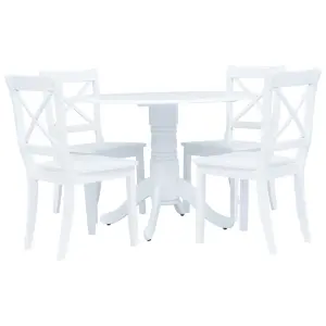 Berkfield 5 Piece Dining Set Solid Rubber Wood White