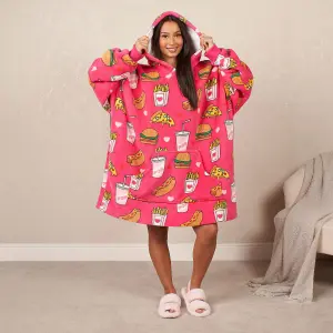 Oversized Hoodie Blanket Sherpa Fleece Fast Food Lounge Snuggle Adult Sweatshirt