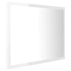 Berkfield LED Bathroom Mirror High Gloss White 60x8.5x37 cm Engineered Wood