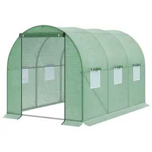 Outsunny Polytunnel Walk-in Garden Greenhouse with Zip Door and Windows 3 x 2M