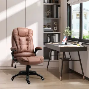 Vinsetto Office Chair w/ Heating Massage Points Relaxing Reclining Brown