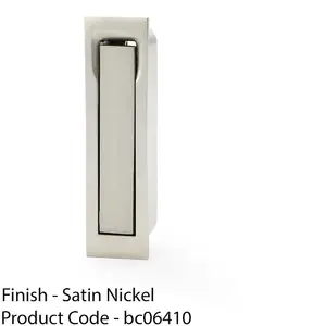 Flush Sliding Pocket Door Pull Handle - Satin Nickel 70mm x 19mm Finger Edge