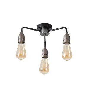 HARPER LIVING 3 Light Ceiling Light, Black with Matt Silver, E27/ES Cap Type