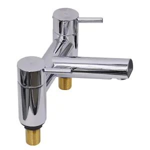 Rinse Bathrooms Modern Solid Brass Bathroom Monobloc Bath Filler Mixer Tap Chrome Double Lever Tub Tap