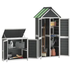 Berkfield 2 Piece Garden Tool Shed Set Grey Solid Wood Pine