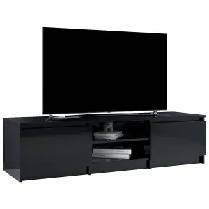 Berkfield TV Cabinet High Gloss Black 140x40x35.5 cm Engineered Wood