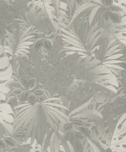 Galerie The New Design Book Collection Platinum Metallic Jungle Leaves Wallpaper Roll