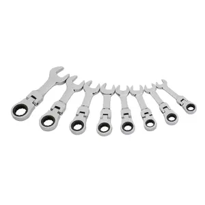 Draper  Draper HI-TORQ Metric Stubby Flexible Head Ratchet Combination Spanner Set (8 Piece) 27982