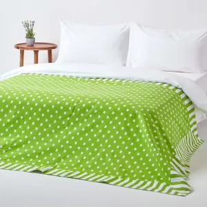 Homescapes Cotton Stars and Stripes Decorative Green Sofa Throw