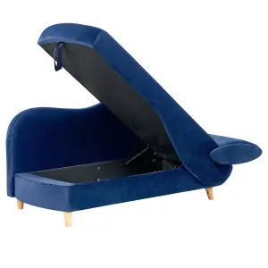 Right Hand Velvet Chaise Lounge with Storage Blue MERI II