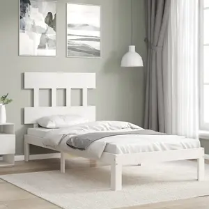 Berkfield Bed Frame with Headboard White 100x200 cm Solid Wood