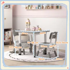 AIYAPLAY 3 Pcs Height Adjustable Kids Table and Chair Set for Playroom - Grey