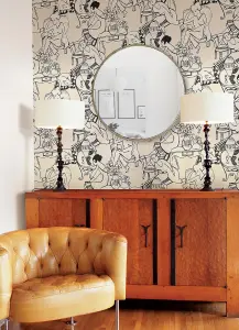 NuWallpaper NUS4546 Illustrative Leisure Ladies Novelty Peel & Stick Wallpaper, Taupe