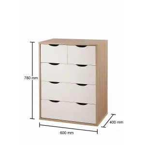 Alton 3+2 Drawer Bedroom Cabinet Bedside Chest Of Drawers Sonoma Oak & White