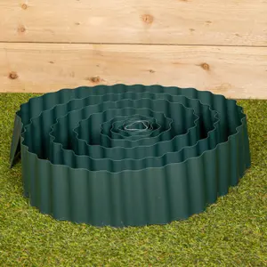 12cm x 6m Plastic Corrugated Lawn Garden Edging Border in Green