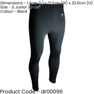 S - BLACK Junior Sports Baselayer Compression Leggins Bottoms - Unisex Training