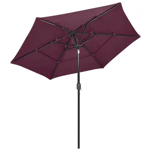 Berkfield 3-Tier Parasol with Aluminium Pole Bordeaux Red 2.5 m