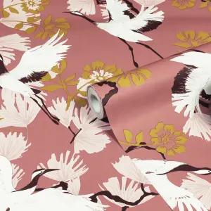 furn. Demoiselle Blush Pink Botanical Printed Wallpaper Sample