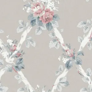 Laura Ashley Elwyn Grey Floral Smooth Wallpaper Sample