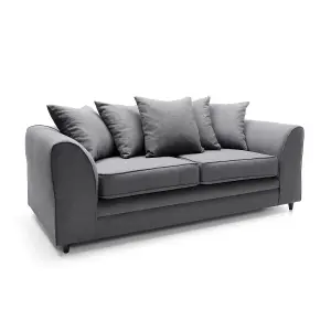 Darcy 3 Seater Sofa in Dark Grey Linen Fabric