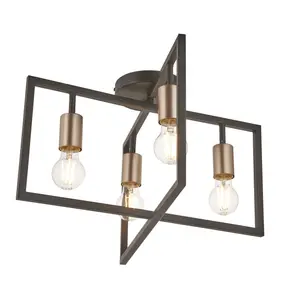 York Brushed Matt Steel Bronze effect 4 Lamp LED Ceiling light