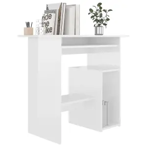 Berkfield Desk High Gloss White 80x45x74 cm Engineered Wood