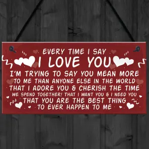 Red Ocean Love You Plaque Hanging Plaque Anniversary Valentines Day Gift For Husband Wife Keepsake Sign