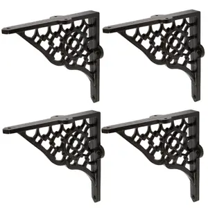 Hammer & Tongs Honeycomb Iron Shelf Bracket - D155mm - Black - Pack of 4