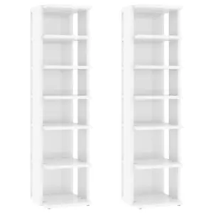 Shoe Cabinets 2 pcs High Gloss White 27.5x27x102 cm