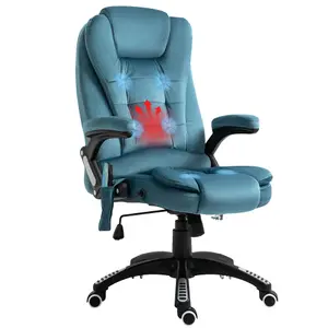 Vinsetto Office Chair w/ Heating Massage Points Relaxing Reclining Blue