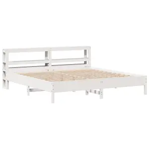 Berkfield Bed Frame without Mattress White 200x200 cm Solid Wood Pine