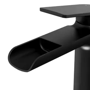 GoodHome Ajeeta Medium Matt Black Round Basin Mixer Tap