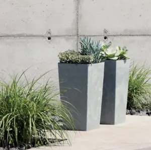 Tall Planter Plant Pot Square Concrete Effect Flower Indoor Outdoor Garden Patio H61cm/W32,5cm Marengo/Grey