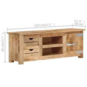 Berkfield TV Cabinet 110x30x40 cm Rough Mango Wood