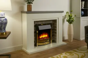 Flamborough Brass Fire Suite - Grey Top - Grey Brick