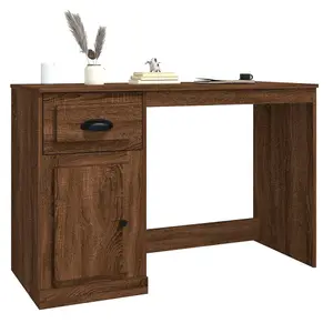 Berkfield Desk with Drawer Brown Oak 115x50x75 cm Engineered Wood