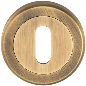 51mm Lock Profile Escutcheon Chamfered Edge Concealed Fix Antique Brass