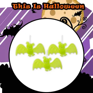 Glow in the Dark Bat Decorations Set of 3 Halloween Party, Trick or Treat  Green