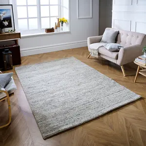 Modern Striped Easy to Clean Cream Wool Rug for Living Room & Bedroom-120cm X 170cm