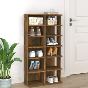 Berkfield Shoe Racks 2 pcs Smoked Oak 27.5x27x102 cm Engineered Wood