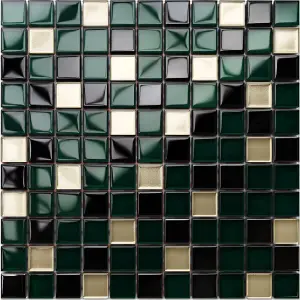 Glass mosaic on mesh for bathroom or kitchen 300mm x 300mm - Green relax