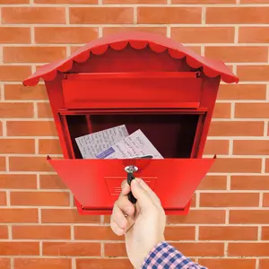 Classic Locking Wall Mounted Letter Box Red