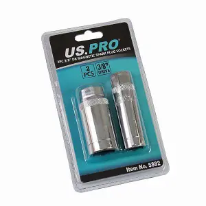 US PRO Tools 2pc 3/8" DR Magnetic Spark Plug Sockets 16 & 21mm 5882