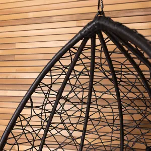 Charles Bentley Garden Wicker Rattan Patio Hanging Swing Chair Seat - Black