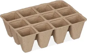 simpa 24Pcs Biodegradable Fibre Seedling Pots. 12 Grids 45mm Square Transplanting Pots.