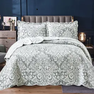 Candon Polyester Bedspread with Pillowcases Grey / Super King