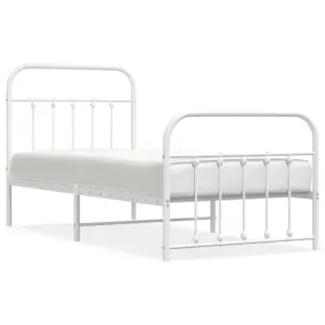 Berkfield Metal Bed Frame with Headboard and Footboard White 90x190 cm