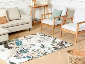 Cotton Area Rug Birds Motif 140 x 200 cm Multicolour ARIHA