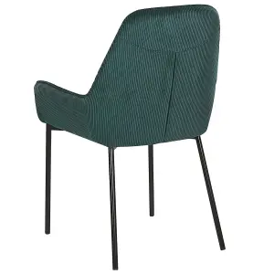 Set of 2 Dining Chairs LOVERNA Corduroy Dark Green